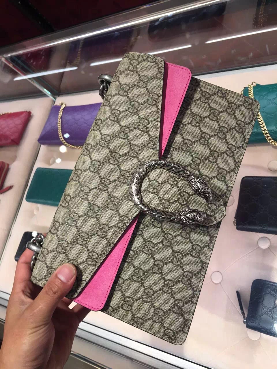 Gucci Dionysus GG Supreme Shoulder Bag 409486 Pink